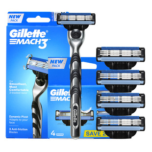 款 手动刮胡刀经典 刀头刀架 锋速3层刀片男士 进口吉列mach3剃须刀