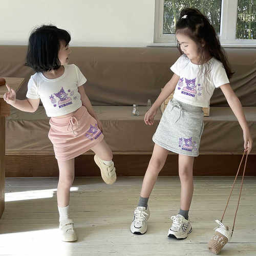 库洛米短款T恤半身裙套装女童