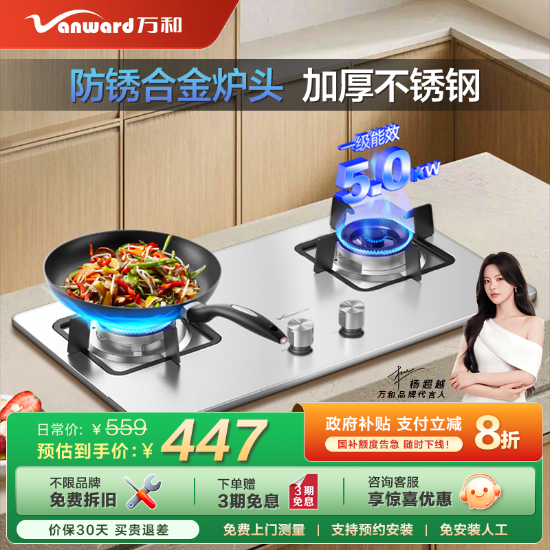 万和猛火一级能效燃气灶台嵌两用