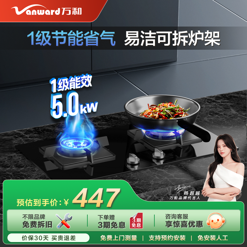 万和燃气灶煤气灶双灶台式嵌入式灶具液化气天然气炉灶家用旗舰店