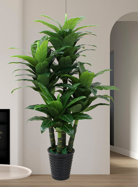 室内假花办公室仿真绿植高端轻奢客厅大型落地玄关装饰发财树造景