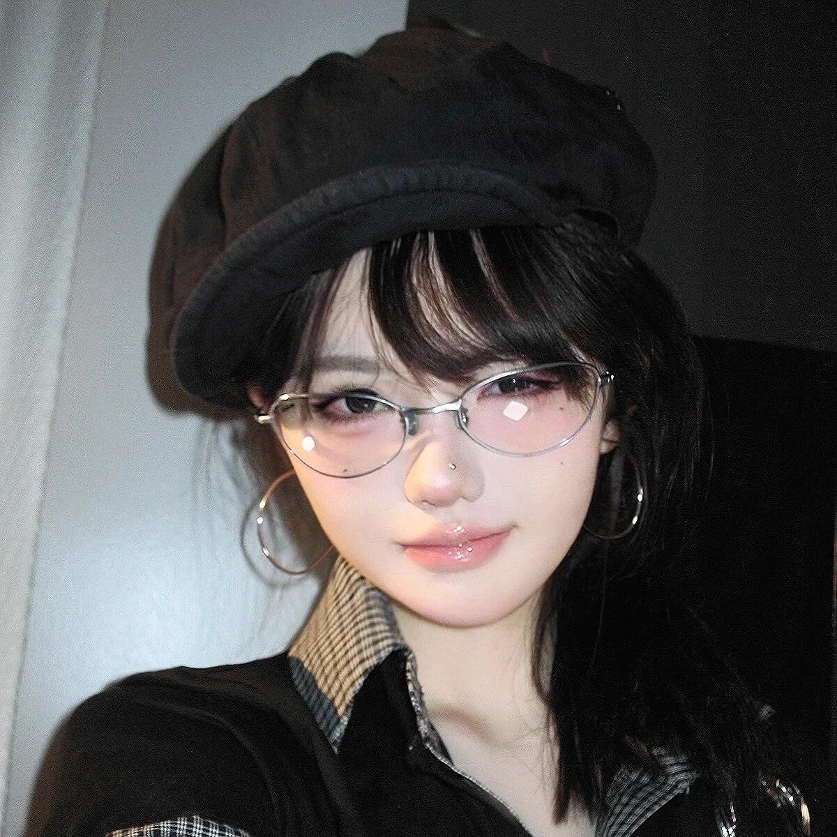 韩版金属银色猫眼纯欲眼镜配度数近视女潮高智感素颜防蓝光平 w10