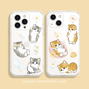 情侣可爱猫咪苹果17手机壳iPhone16promax适用15透明13全包12原创11减肥华为mate60Pro新款 pura70小米14防摔