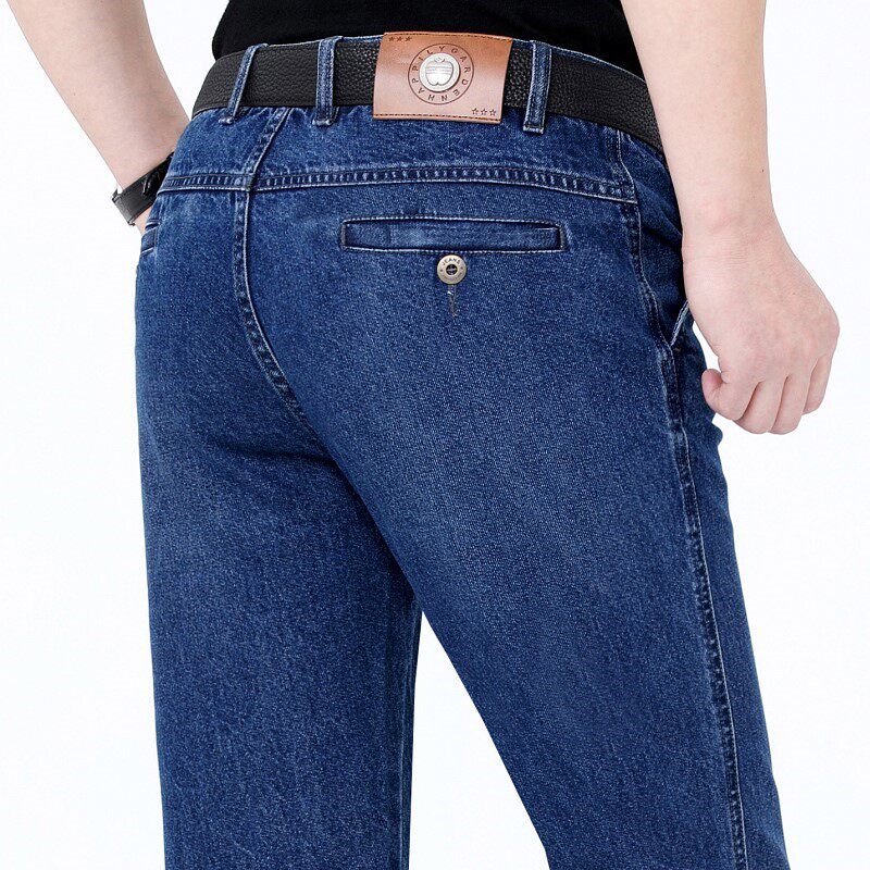 苹果牛仔裤官方正品宽松直筒高腰中老年高档纯棉春秋季厚款