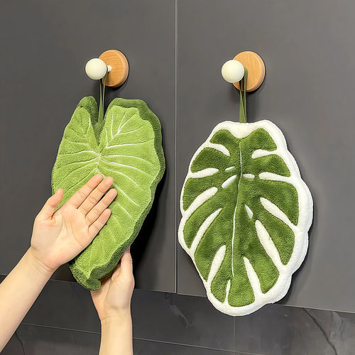 可挂式叶子擦手巾吸水加厚毛巾