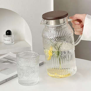 浮雕太阳花玻璃冷水壶家用客厅大容量耐高温凉白开水杯泡水果茶壶