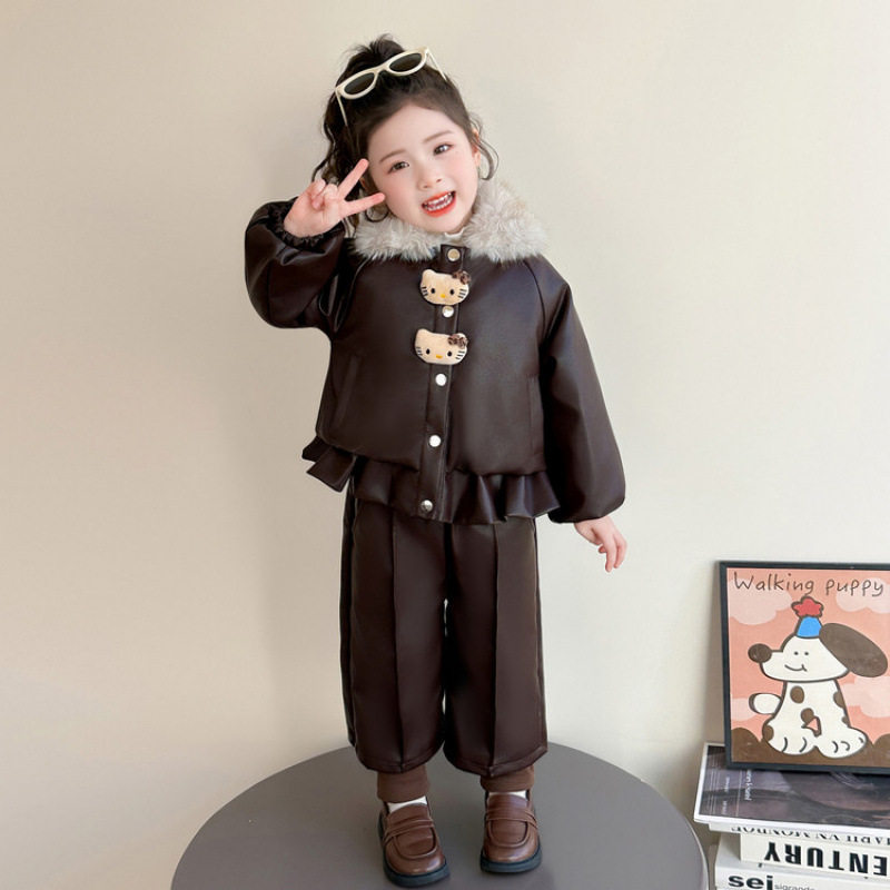 女童加绒套装冬装2025新款洋气儿童加厚皮衣外套女宝宝冬季两件套,户外/登山/野营/旅行用品,作训外套/套装/野战套装,淘宝优惠券,粉丝福利购,淘宝优惠卷