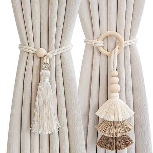 工厂店手工窗帘绑带木珠窗帘扣