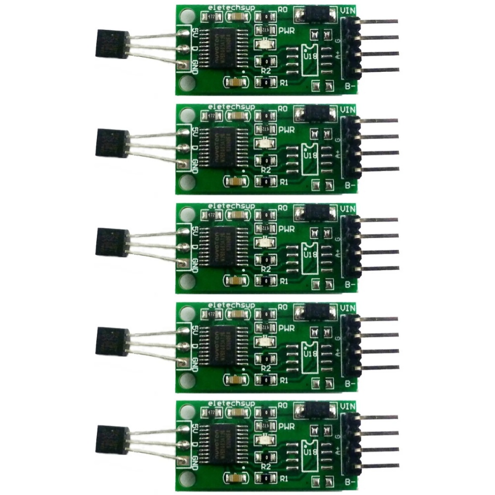 5X RS485 TTL DS18B20温度传感器MODBUS RTU串口远程采集模块PLC
