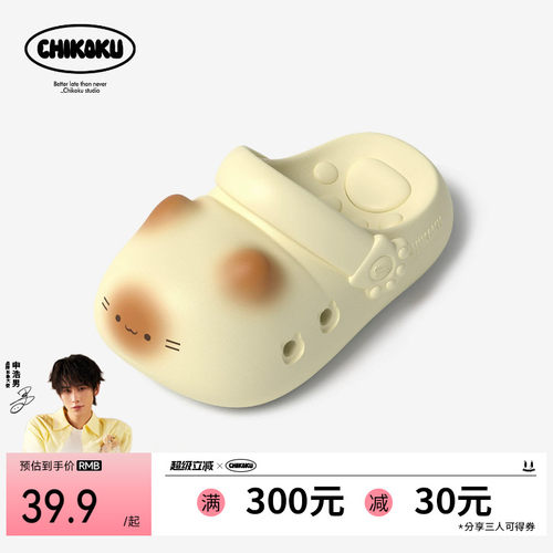 可爱焦糖猫洞洞鞋夏季外穿沙滩鞋