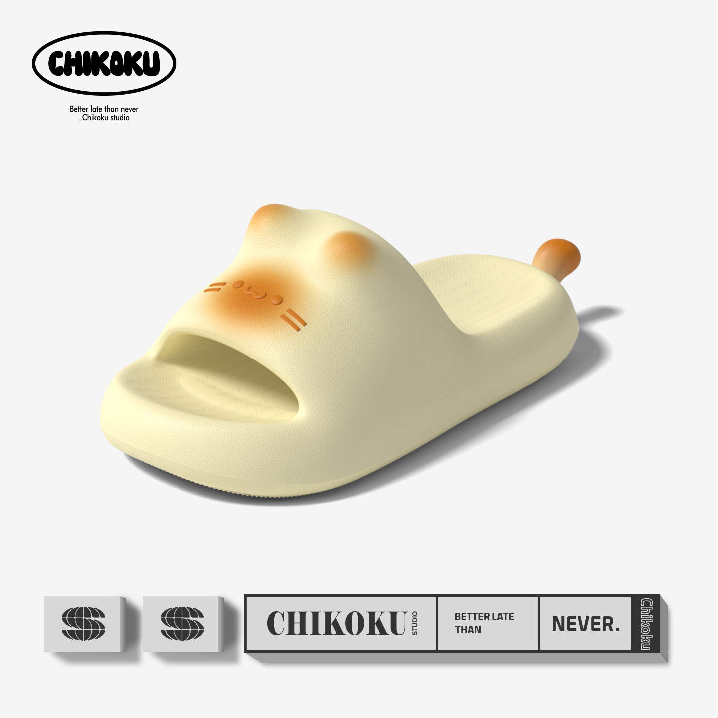 chikoku可爱小猫拖鞋女夏季新款室内家居厚底卡通舒适静音凉拖鞋