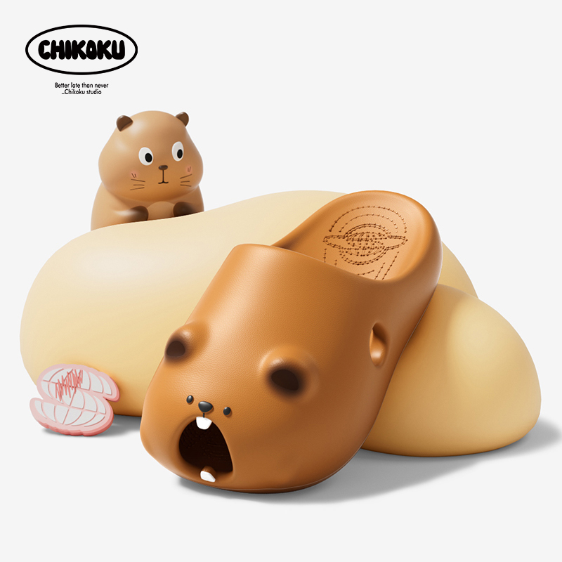 chikoku可爱土拨鼠厚底拖鞋