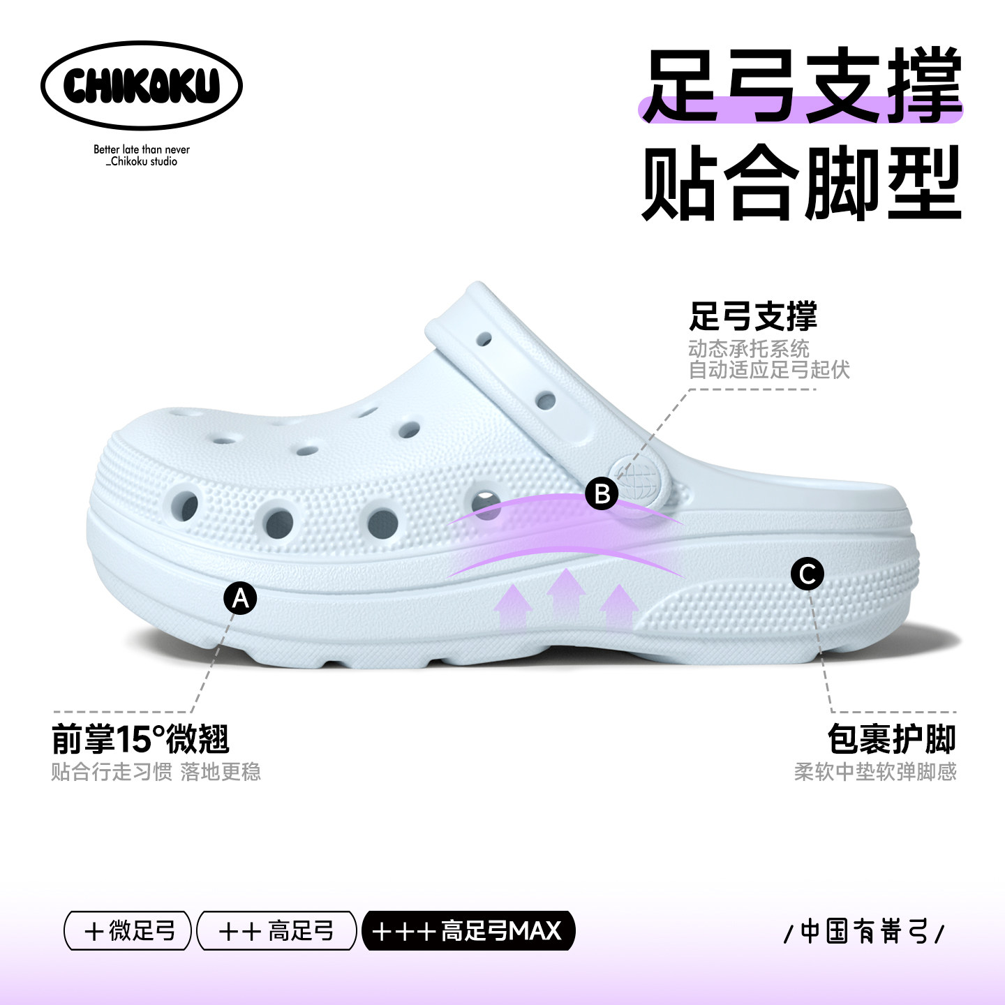 chikoku足弓支撑包头洞洞鞋防滑图片