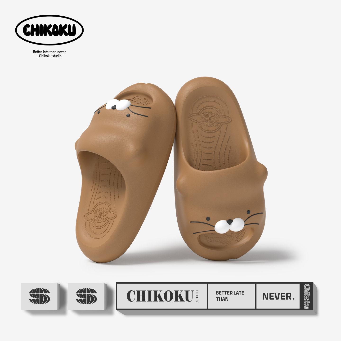 chikoku水獭兜兜卡通拖鞋女居...