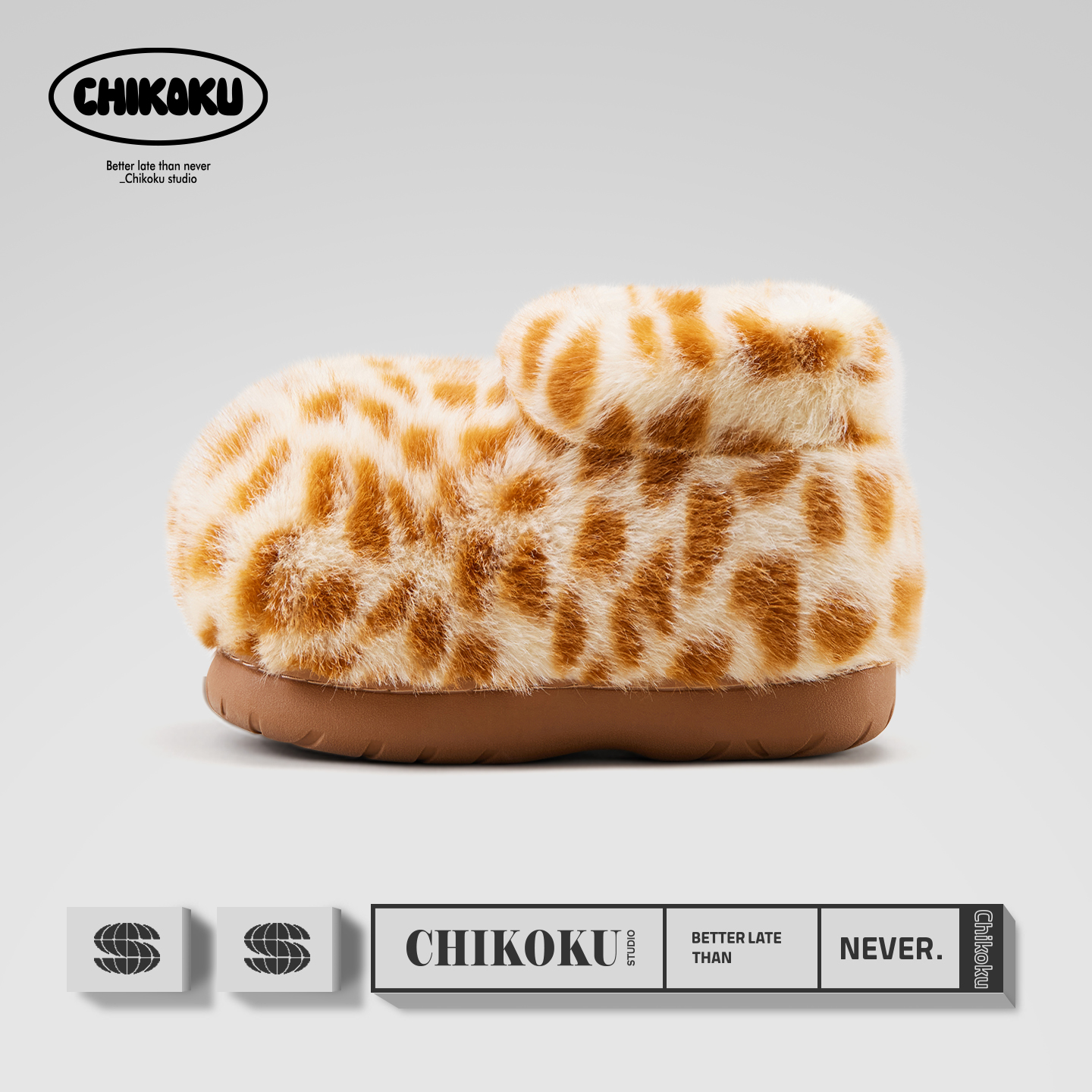 chikoku汉堡棉鞋&小狗萌物圆棉靴冬亲子居家舒适保暖静音毛毛拖鞋