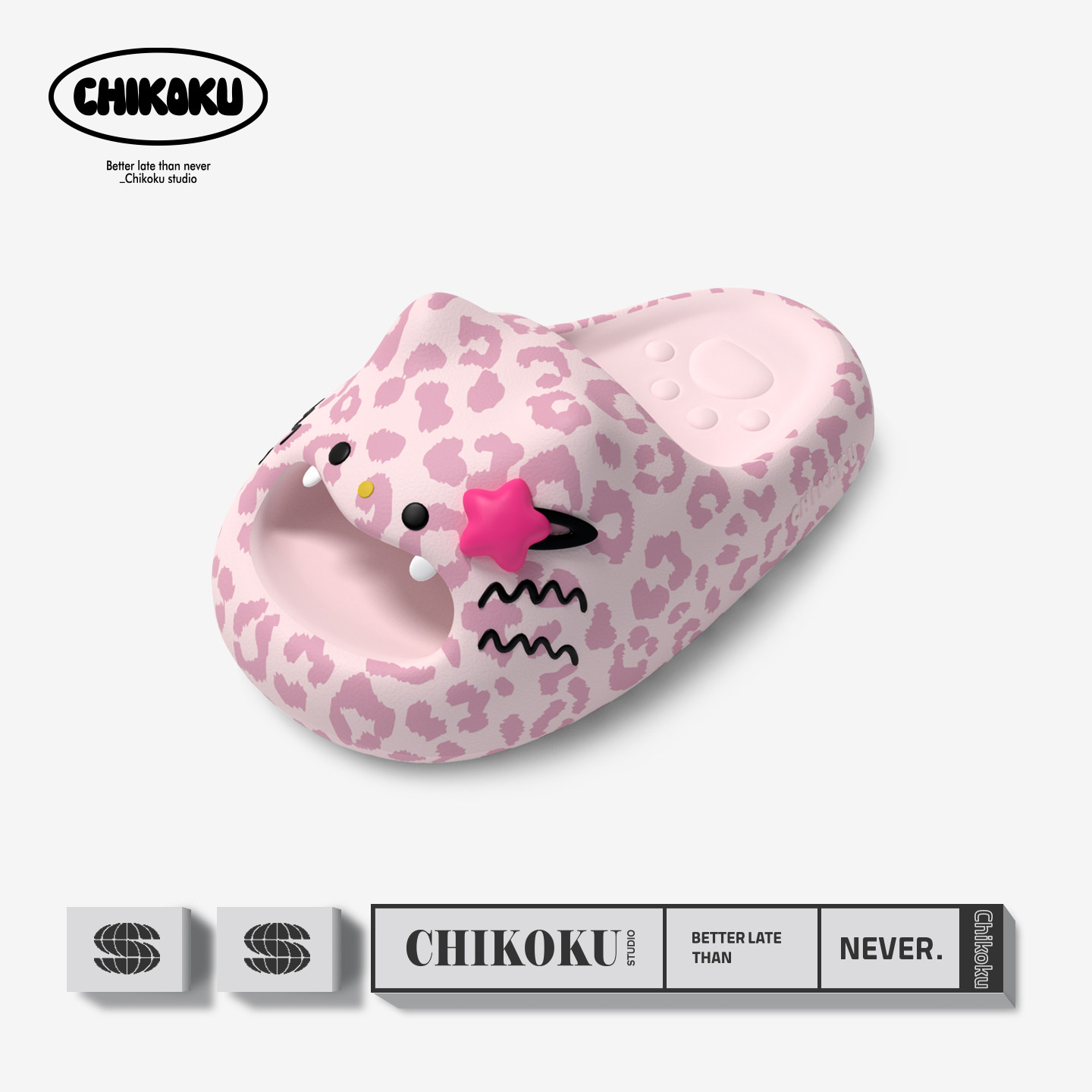 chikoku小猫EVA防滑厚底凉拖图片