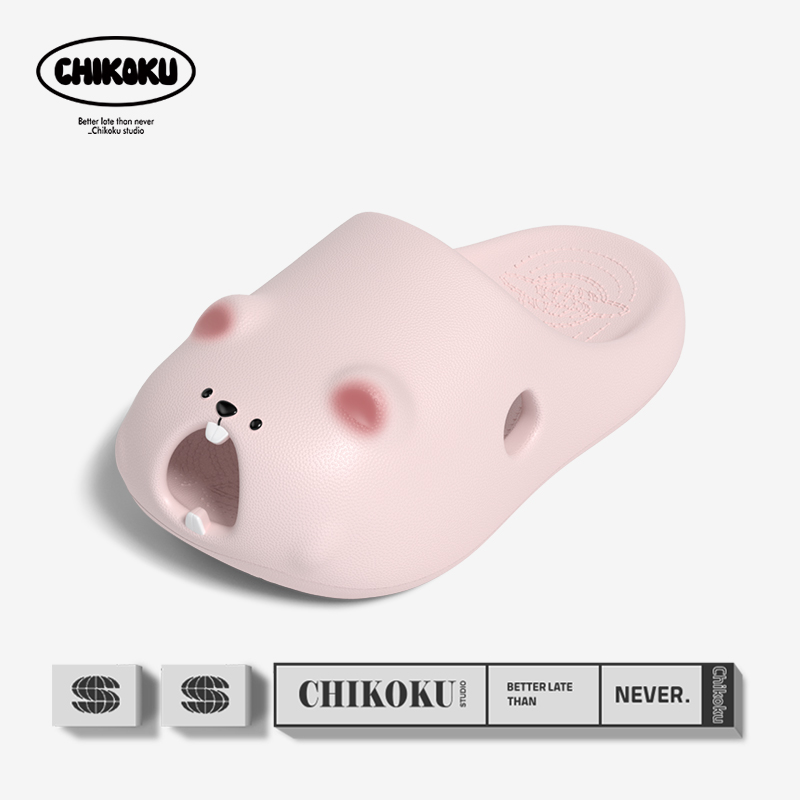 chikoku可爱土拨鼠厚底凉拖鞋女