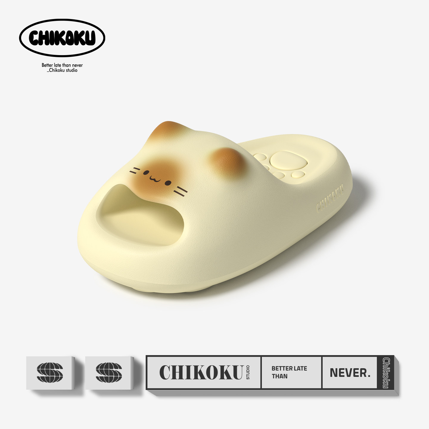 chikoku焦糖猫爪防滑厚底凉拖女图片