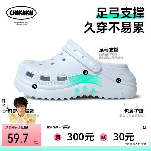 chikoku雪浪洞洞鞋女夏新款5.5cm