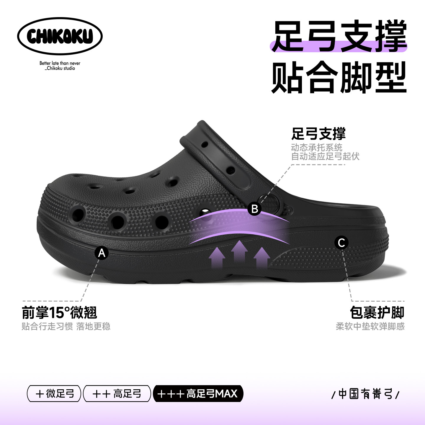 chikoku足弓支撑包头洞洞鞋防滑图片