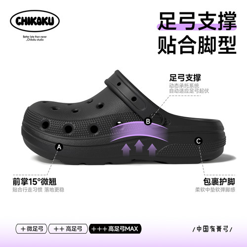 chikoku足弓支撑包头洞洞鞋防滑
