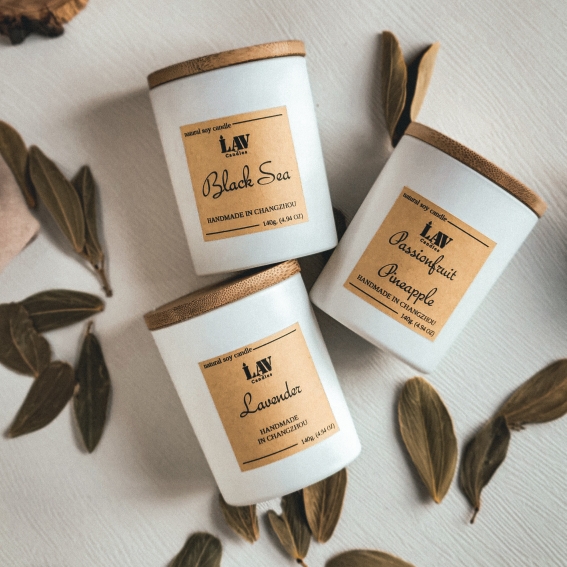 natural soy candle black white 140g 手工制作天然大豆蜡烛房香