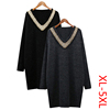 AUTUMN PLUS SIZE FAT WOMEN LOOSE SEXY V NECK KNITTED DRESS