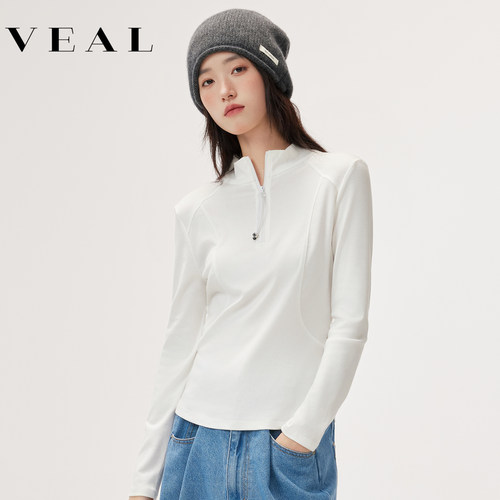 莱赛尔打底衫女秋冬半拉链上衣