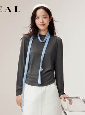 优可丝打底衫女秋冬2025新款内搭修身显瘦薄款小高领黑色长袖上衣