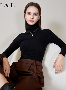 德绒打底衫女秋冬半高领内搭黑色加绒加厚双面磨毛2025年新款长袖