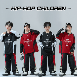 儿童街舞潮服帅气架子鼓演出服男童嘻哈卫衣套装女童爵士舞表演服