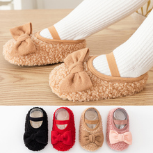 宝宝地板袜婴儿袜子泰迪绒面加厚防滑学步秋冬室内加绒女童袜子鞋