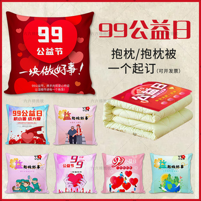 99公益日礼品抱枕定制志愿者慈善机构公益宣传文创小礼品抱枕靠垫