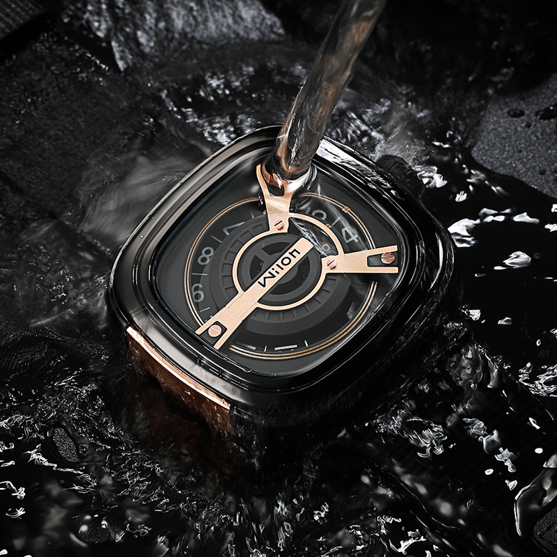 新款方形概念黑科技韩版潮流男士学生星期五石英手表非全自动机械