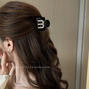高级感高马尾小抓夹气质百搭鲨鱼夹 轻奢水钻半扎发夹子头饰女时尚