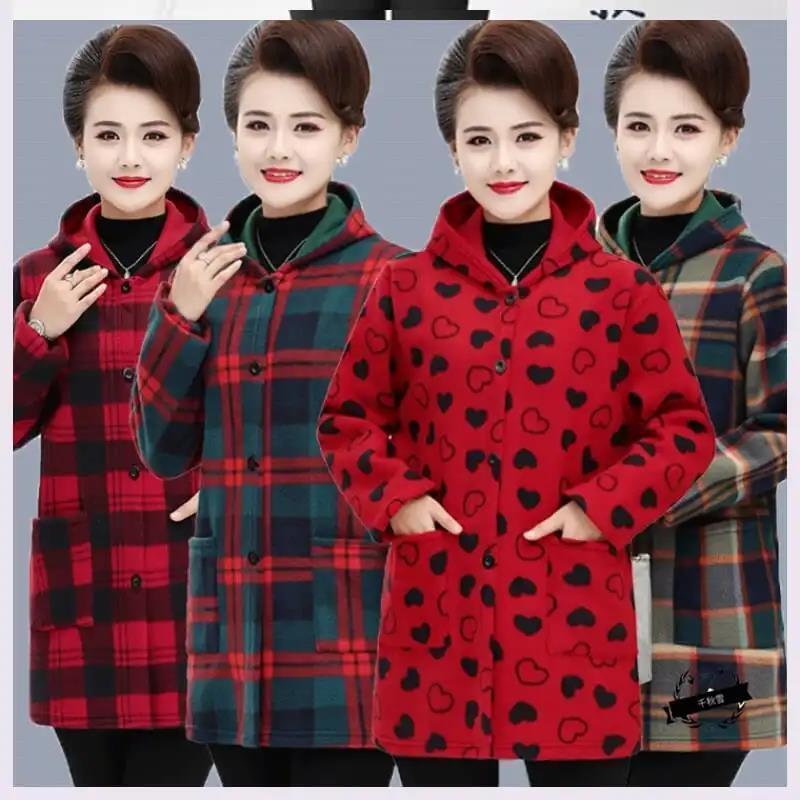 德国品质衣服女装秋冬装加大码罩衣妈妈罩加厚加绒外套中长款工作
