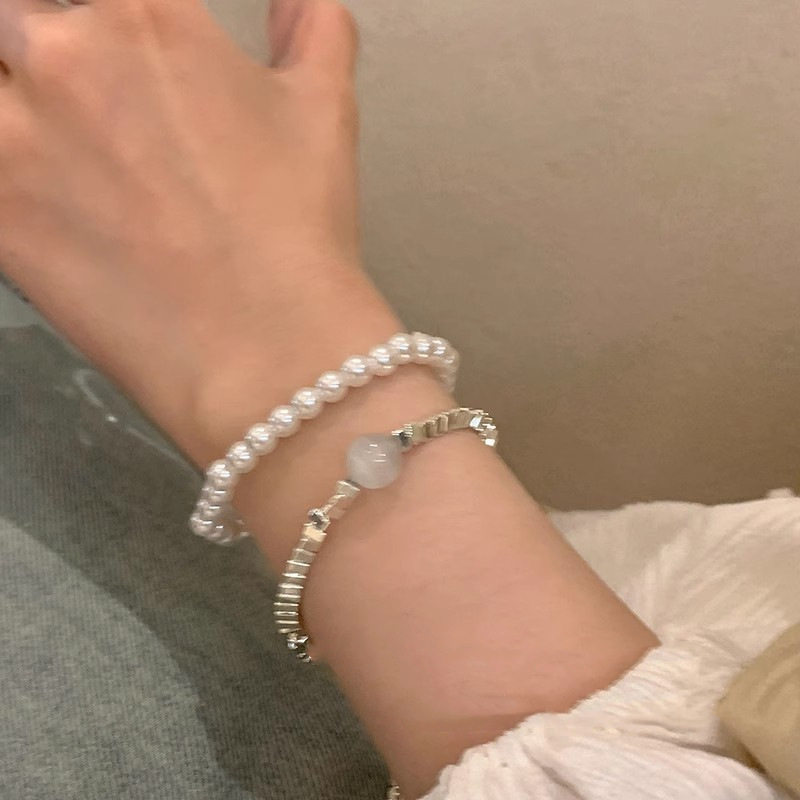 碎银子珍珠手链女款轻奢小众精致套装叠戴手串冷淡风网红闺蜜手饰