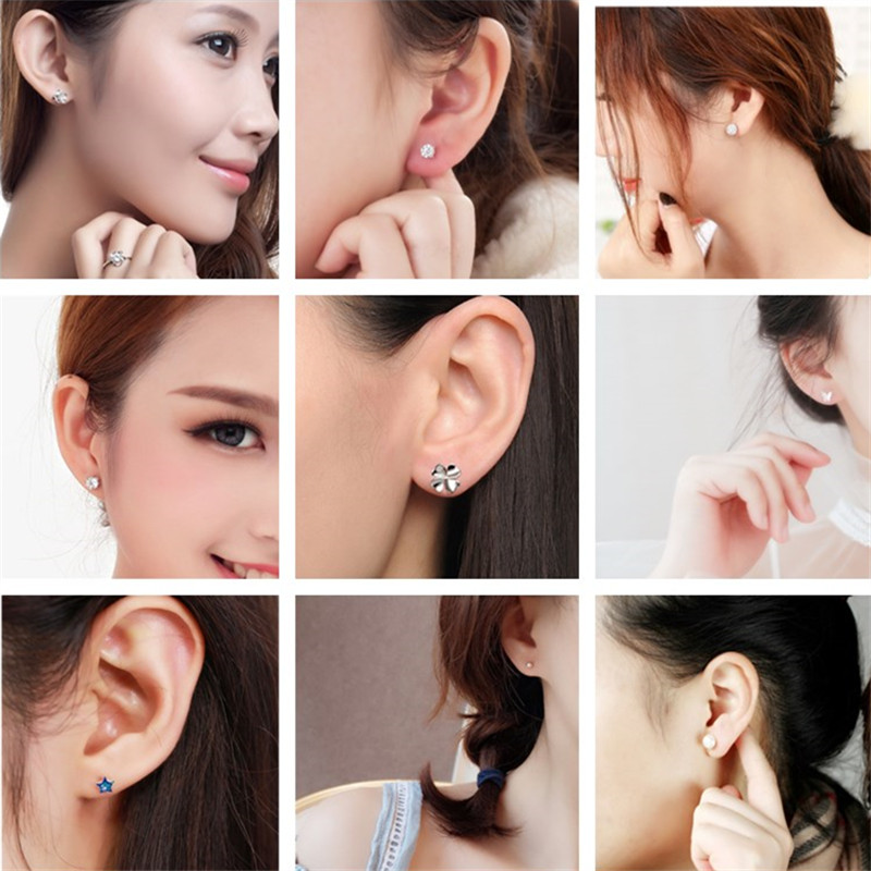 适合冬天耳钉四叶草女纯银珍珠