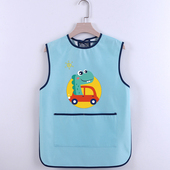 儿童围裙无袖 防水防脏吃饭围兜宝宝罩衣男女童反穿画画衣定制印字