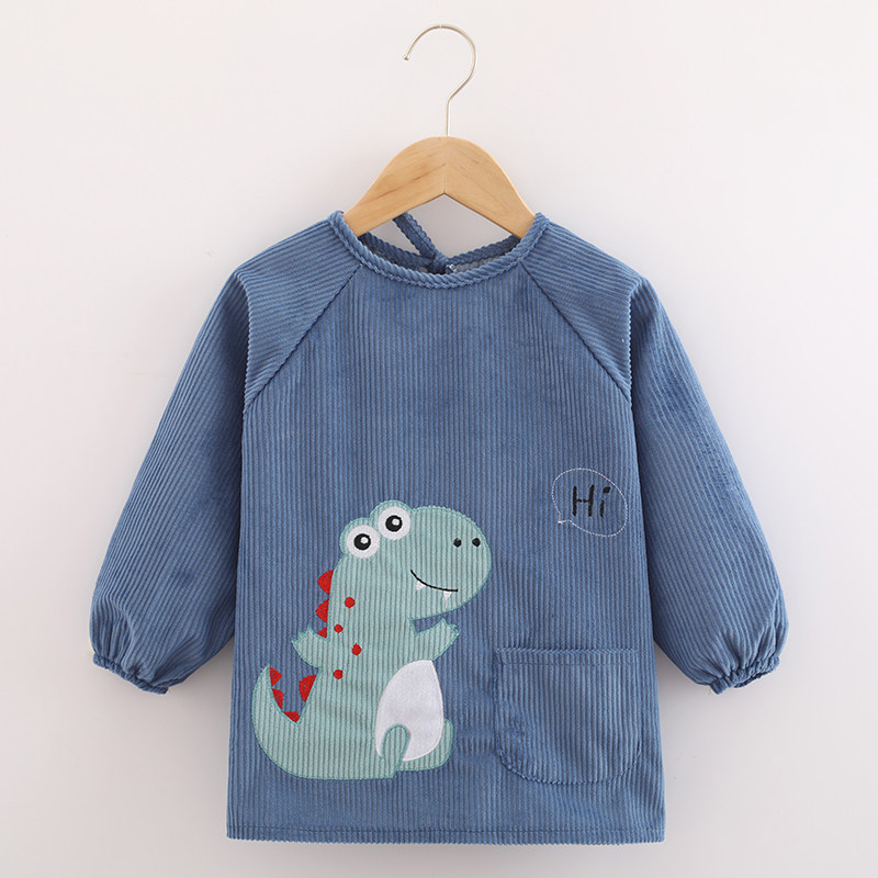 儿童罩衣秋冬男宝宝吃饭围兜防水围裙防脏护衣长袖反穿衣大童护衣