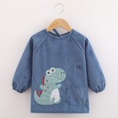 儿童罩衣秋冬男宝宝吃饭围兜防水围裙防脏护衣长袖 反穿衣大童护衣