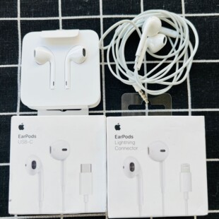 苹果有线耳机3.5白圈原装二手L口耳机转接头iPhone15手机C口耳机