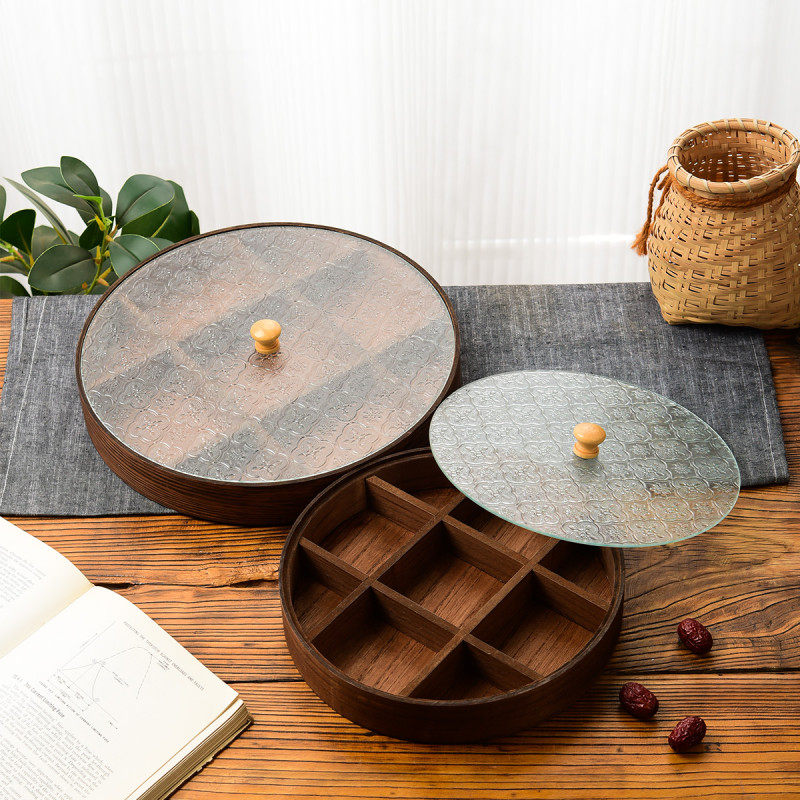 九宫格海棠花收纳盒化妆台装饰盒复古木质桌面零食杂物整理饰品盒,家居饰品,饰品盒,淘宝优惠券,粉丝福利购,淘宝优惠卷