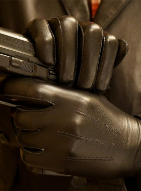 进口真皮手套男冬季户外骑行开车保暖厚韩版薄短修手羊皮触屏定制