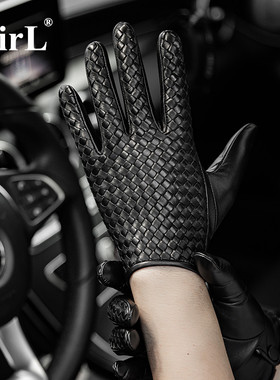 真皮手套男士薄款短触屏修手秋冬加绒保暖骑行驾驶开车羊皮手套男