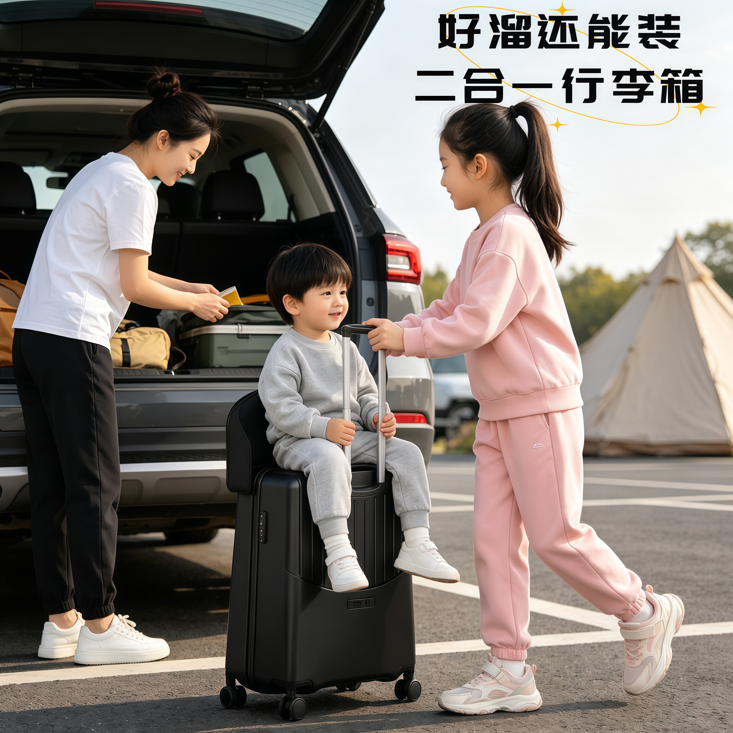 儿童可坐行李箱20寸登机带娃神器