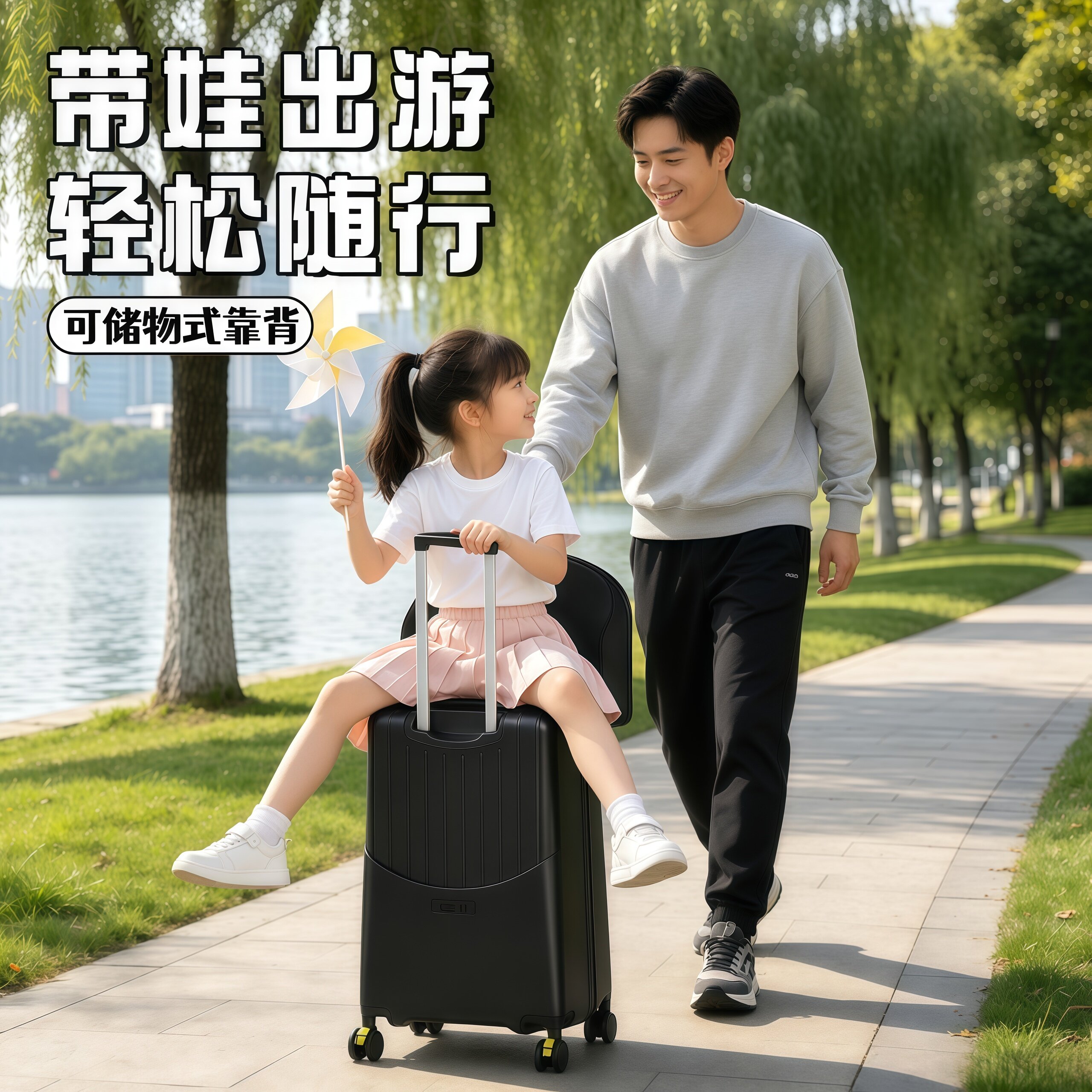儿童可坐骑男女孩懒人遛娃神器