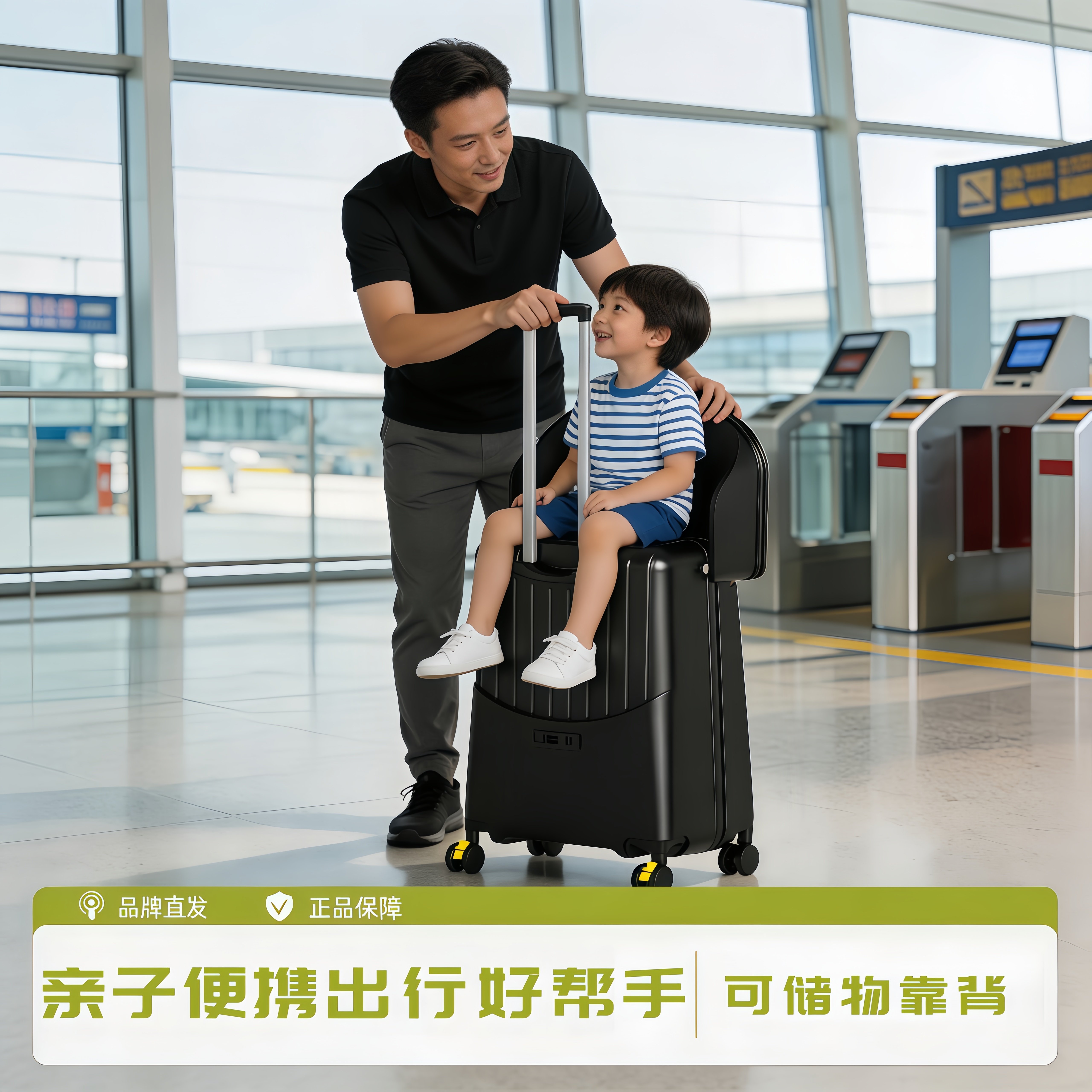 宝妈行李箱儿童可坐骑宝宝推车