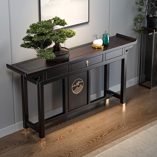 中式玄关桌实木条案客厅走廊供桌靠墙案几乌金木色玄关柜中堂条案