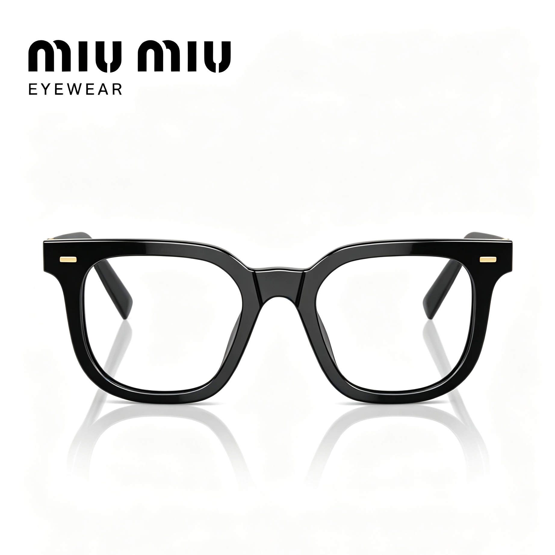 MIUMIU/缪缪眼镜框女黑色板材光学方形素颜近视架男近视0MU06XVF